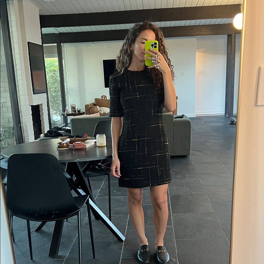 Zara Black and Gold Textured Mini Dress (Work/Business Casual/Holiday) - Picture 2 of 3